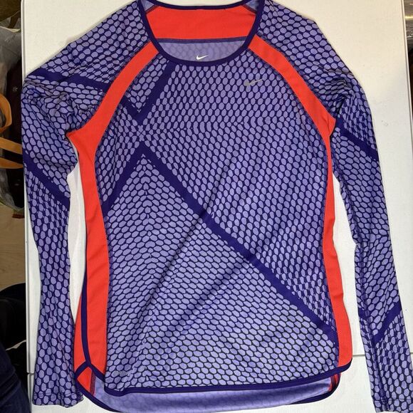 Nike Tops - Nike Top Womens Small Purple Orange Geometric Dri Fit Long‎ Sleeve Stretchy Gym